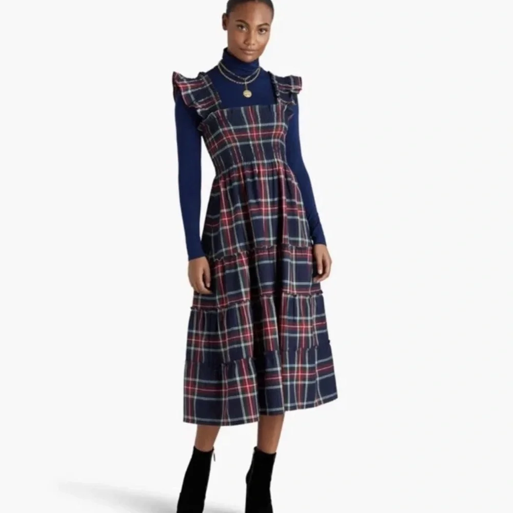Hill House Home Ellie Nap Midi Dress Tartan Plaid Med RARE HARD TO FIND Holiday - Picture 1 of 14